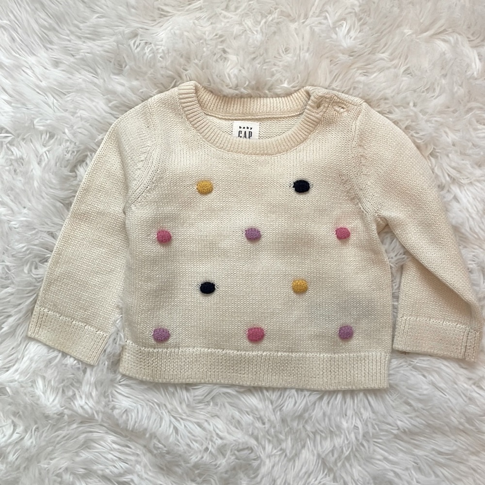 Baby Gap 》Cream Polka Dot Sweater 》3-6 months